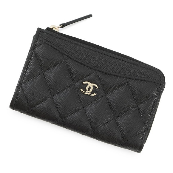 CHANEL Black Caviar Leather Logo Card Holder - Picture 1 of 9